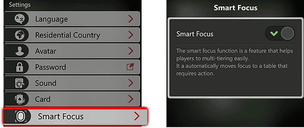 Smart Focus habilitar/desabilitar